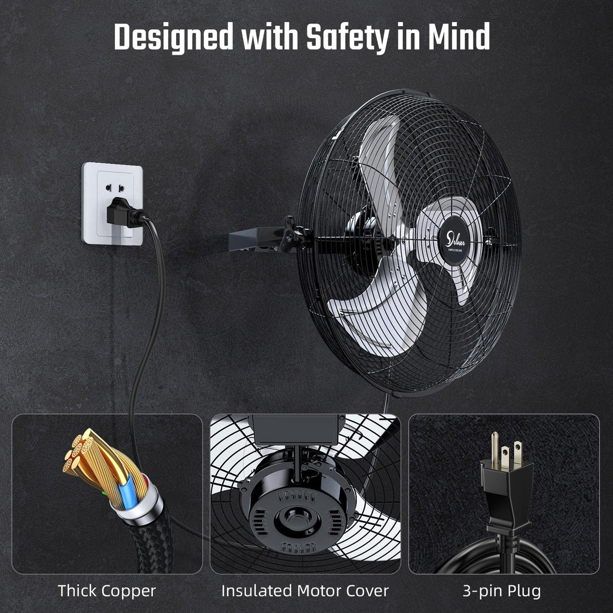 18 Inch 3 Speed Metal Wall Mount Fan S417660