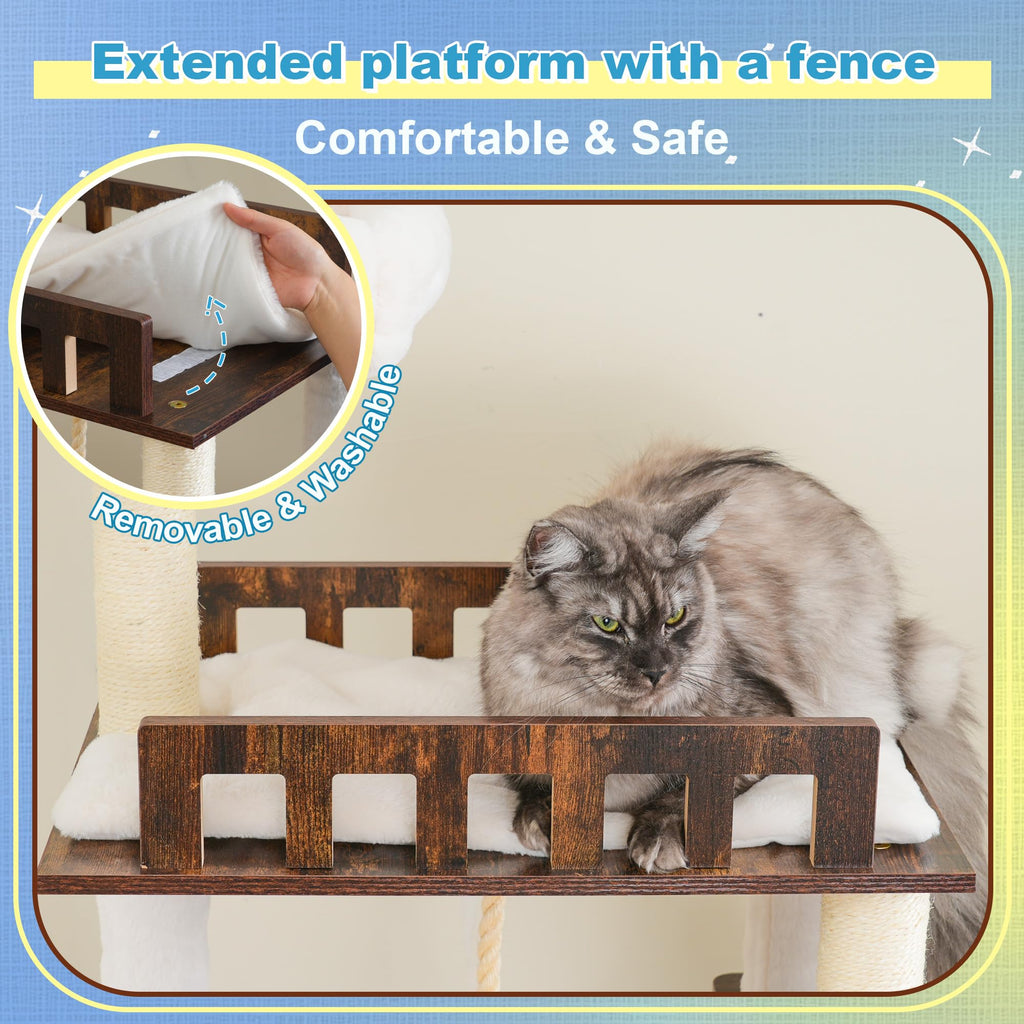 Wooden Cat Tree with Large Platforms Y8661