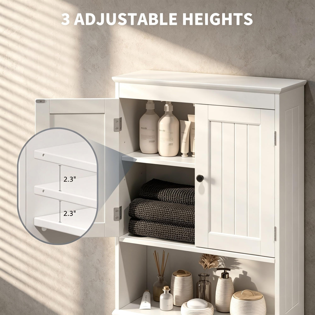 Over The Toilet Storage Cabinet with Open Shelf White Z225