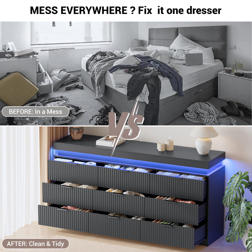 Black 9 Drawer Wood Dresser G20171