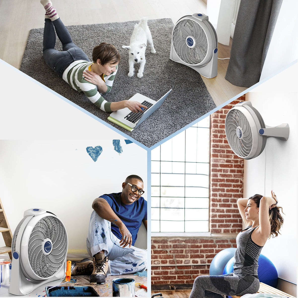 20 Inch 3-Speed Portable Pivoting Floor or Wall Mount Fan P879