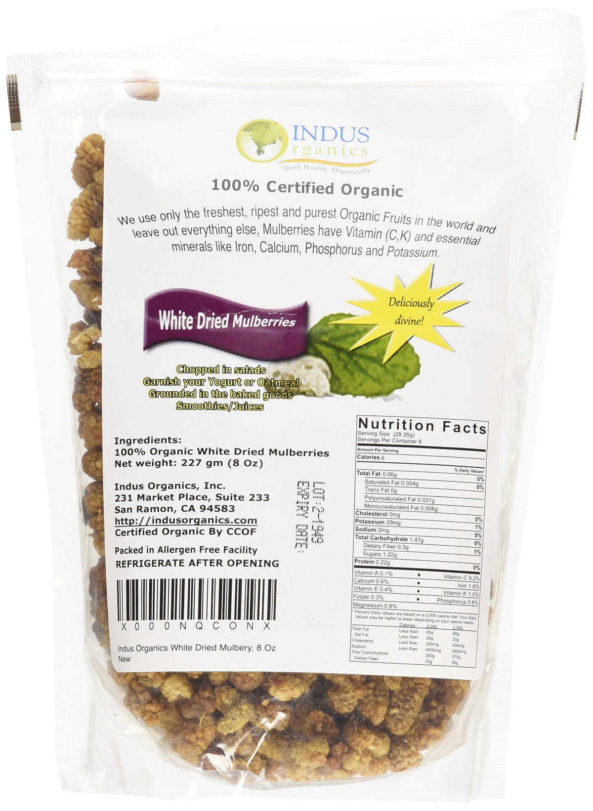 Organic Dried Mulberries 8 Oz N706