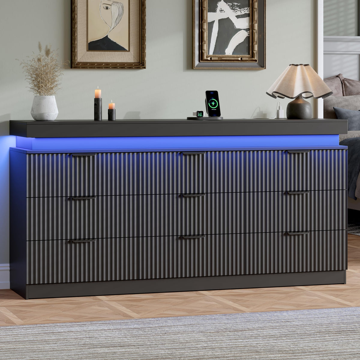 Black 9 Drawer Wood Dresser G20171