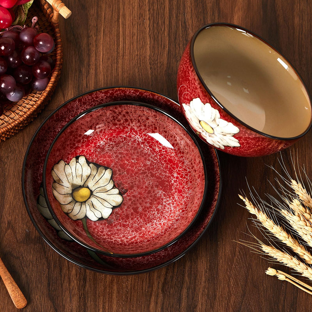 12 Pcs Floral Ceramic Dinnerware Set for 4 O226072