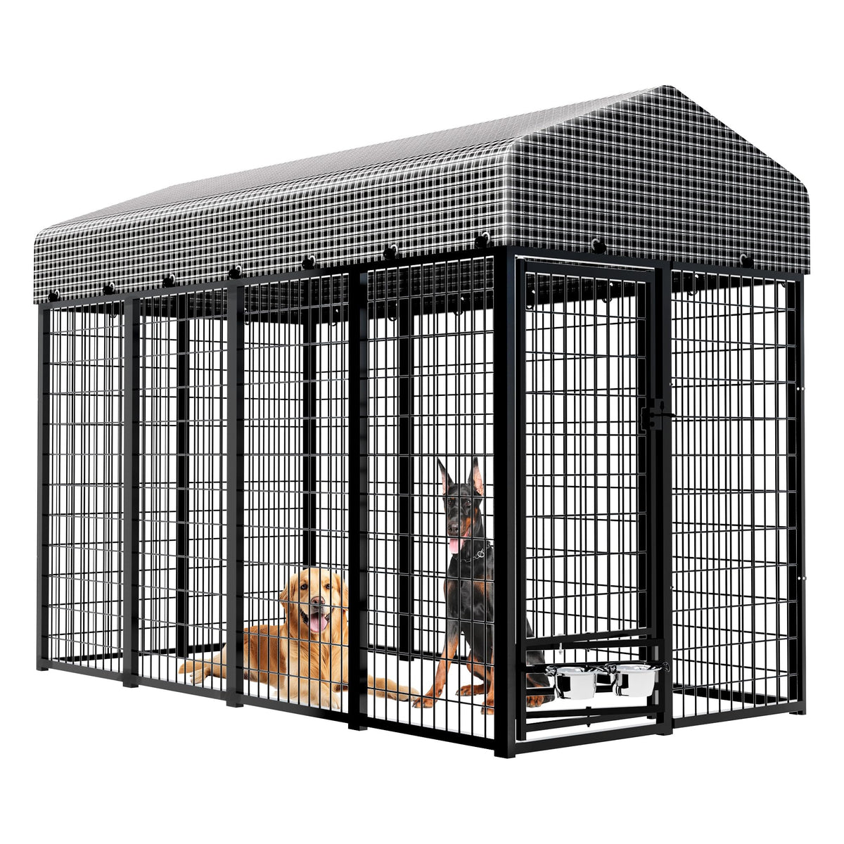 Large Heavy-Duty Dog Kennel with Roof, 4x8x6 Ft Z3323