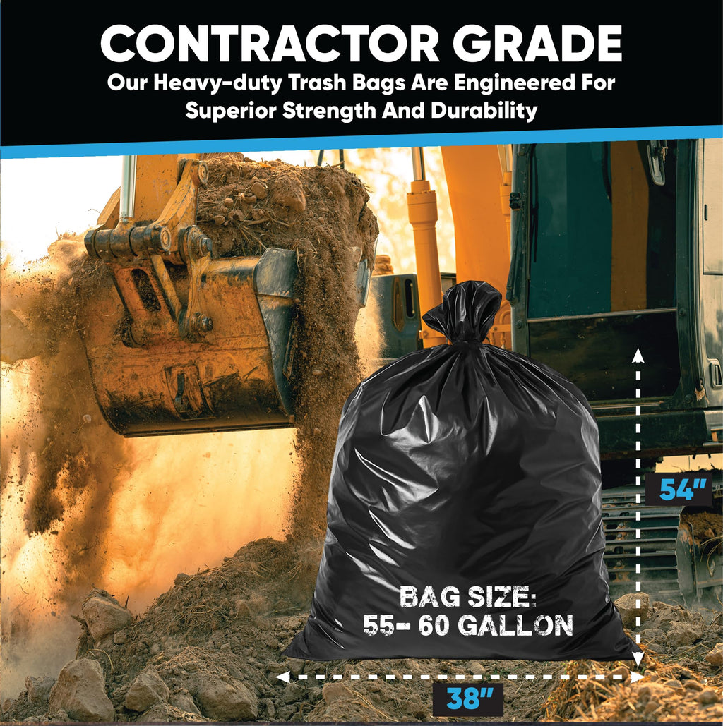55 Gallon Heavy Duty Trash Bags 50 Count with Ties P7237
