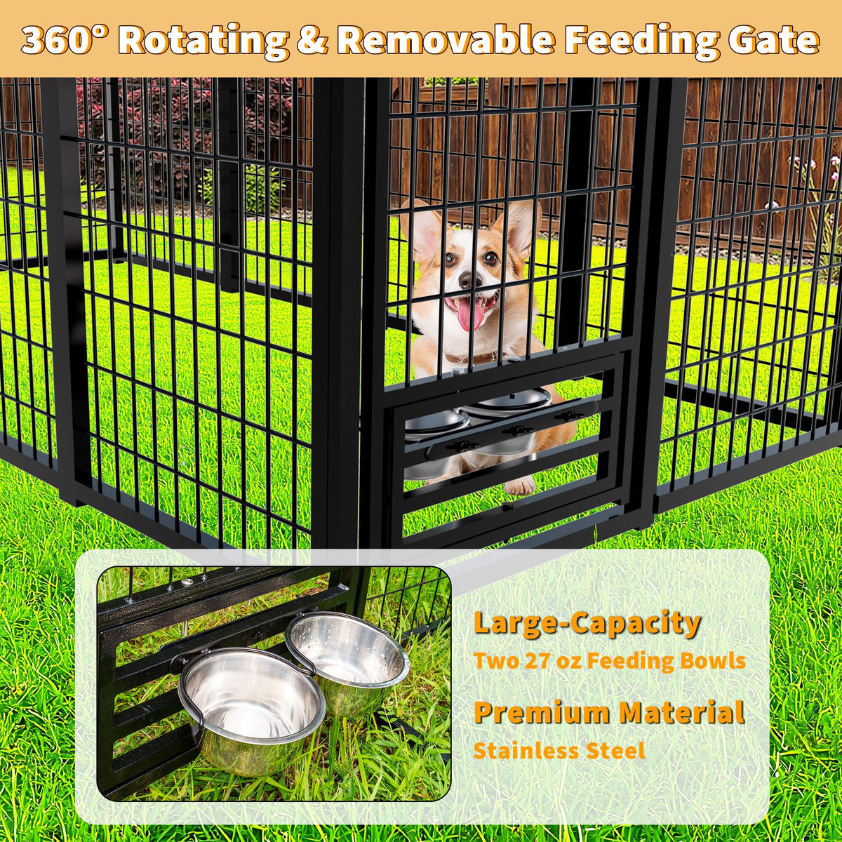Large Heavy-Duty Dog Kennel with Roof, 4x8x6 Ft Z3323