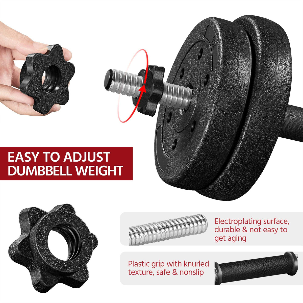 Adjustable Dumbbell Set with Spinlock Collars V25392