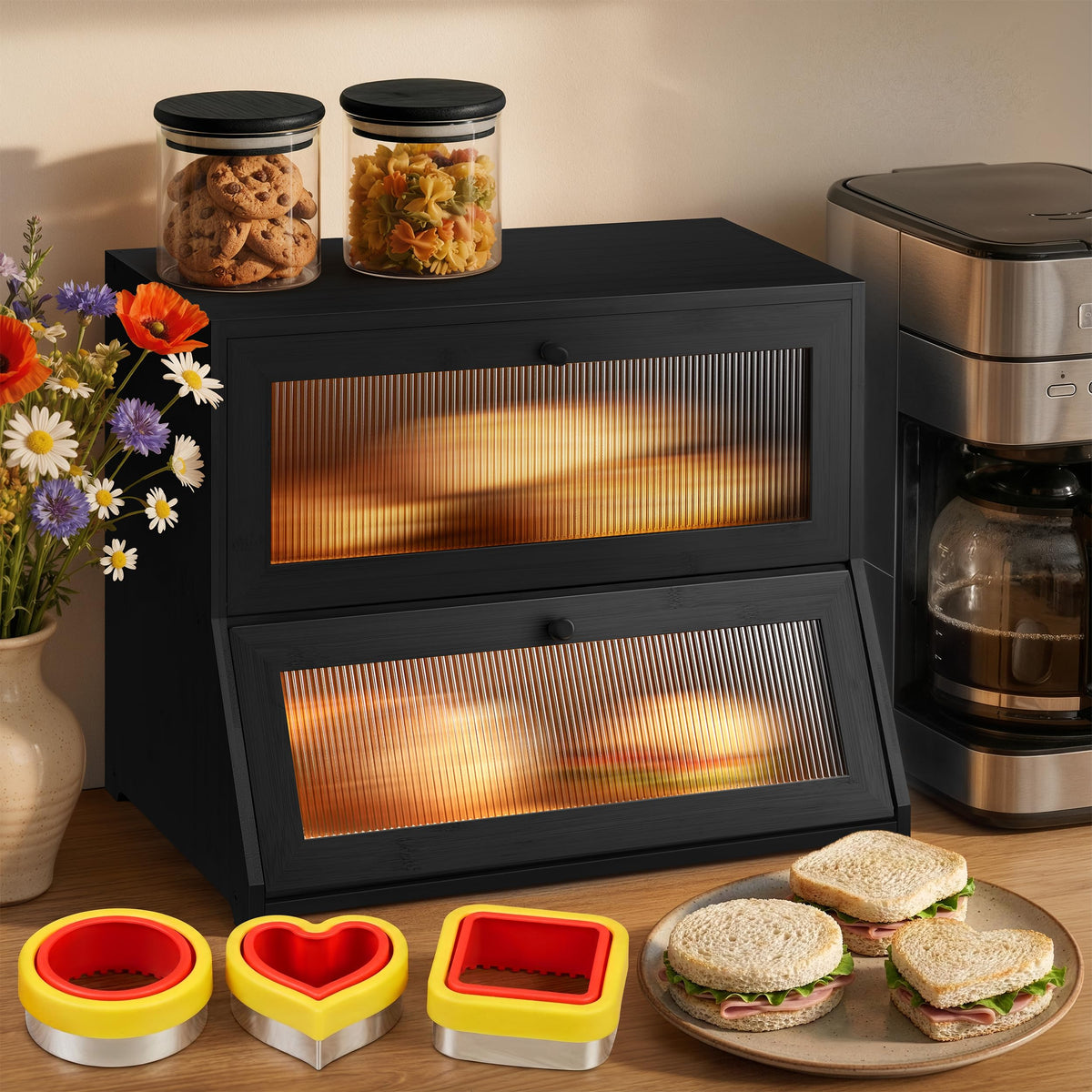 Black Bamboo Bread Box N194691